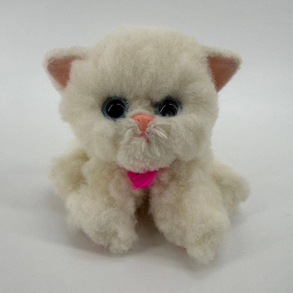 Vintage 1995 Tyco Kitty Kitty Baby Kittens White Persian Cat Plush Purrs